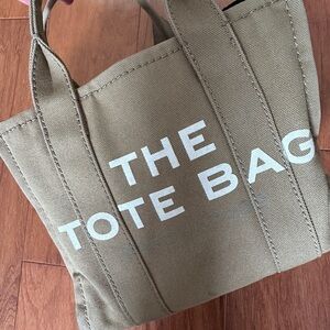 Marc Jacobs Khaki Canvas Tote with White Lettering